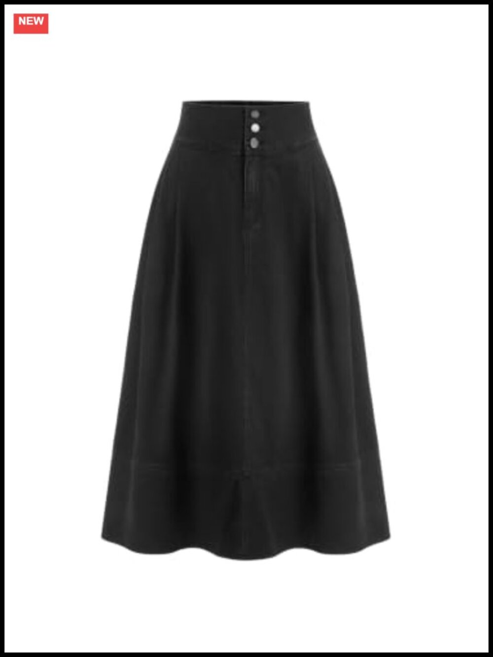 Denim Maxi Skirt Button Down Pleated A-Line High-Rise Pockets